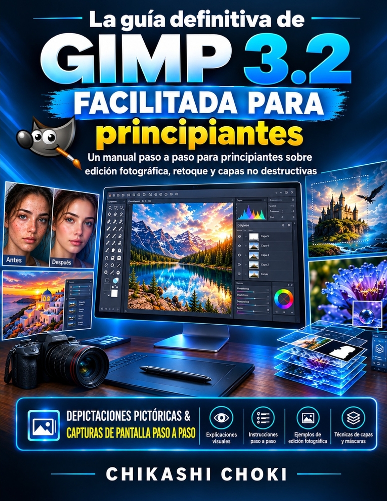 La guía definitiva de GIMP 3.2 facilitada para principiantes: Un manual paso a paso para principiantes sobre edición fotográfica, retoque y capas no d cover