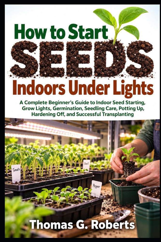 How to Start Seeds Indoors Under Lights: A Complete Beginner's Guide to Indoor Seed Starting, Grow Lights, Germination, Seedling Care, Potting Up, Har cover