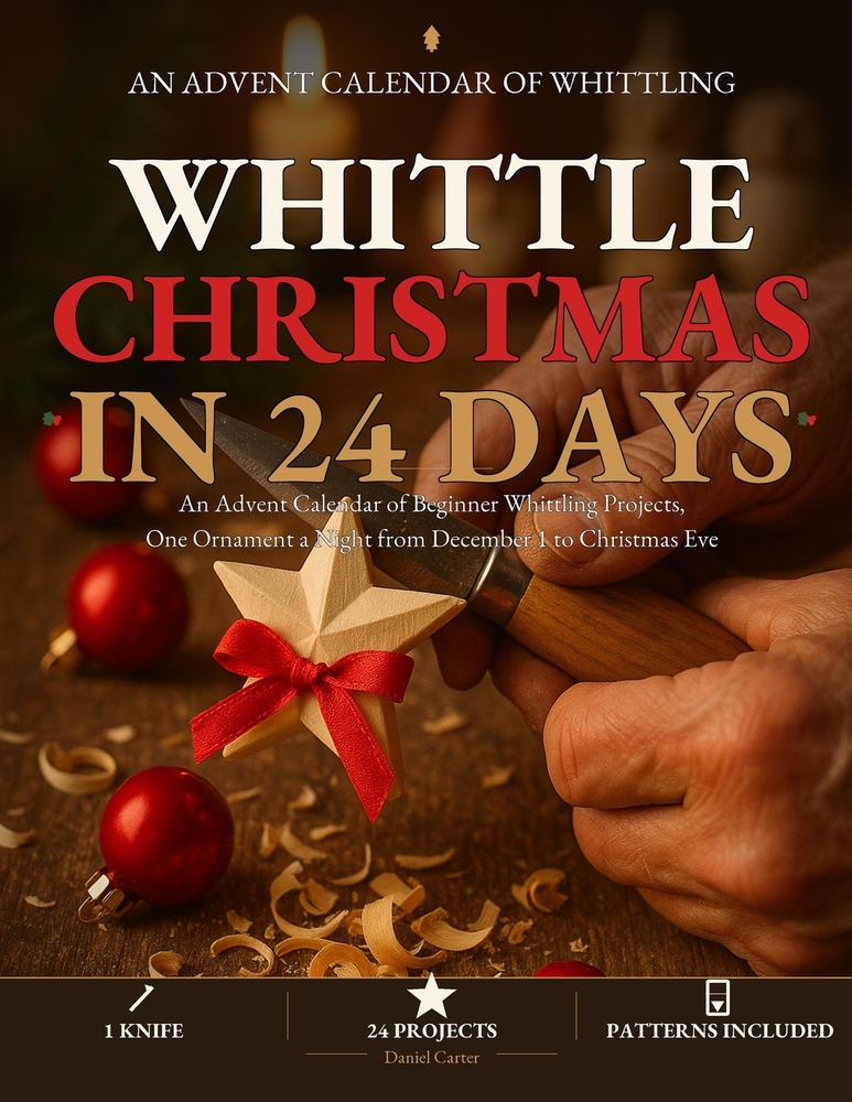 Whittle Christmas in 24 Days: An Advent Calendar of Beginner Whittling Projects, One Ornament a Night from December 1 to Christmas Eve cover
