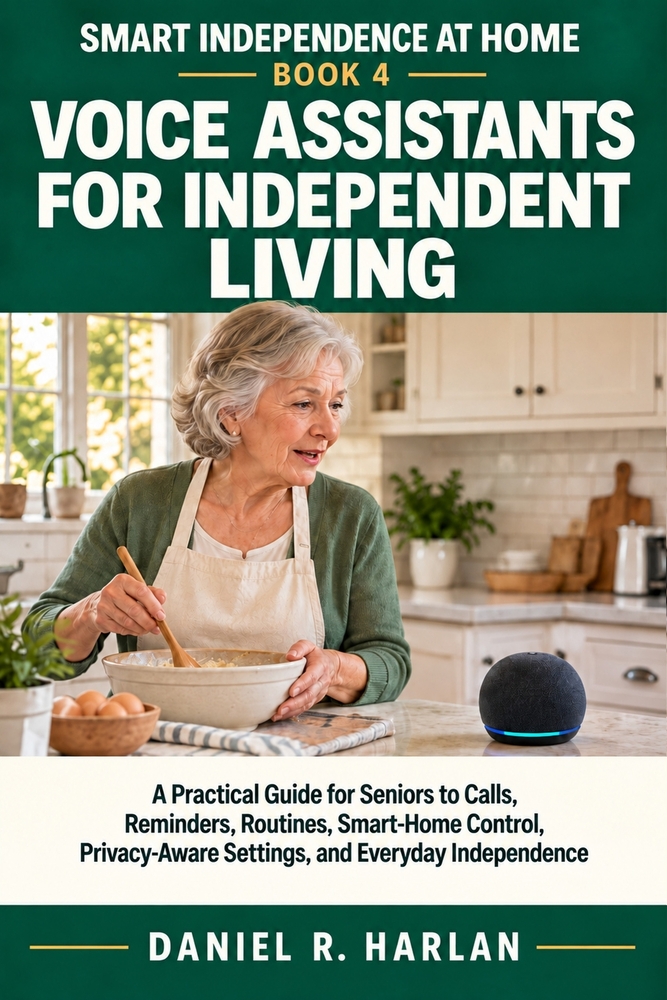 Voice Assistants for Independent Living: A Practical Guide for Seniors to Calls, Reminders, Routines, Smart-Home Control, Privacy-Aware Settings, and cover