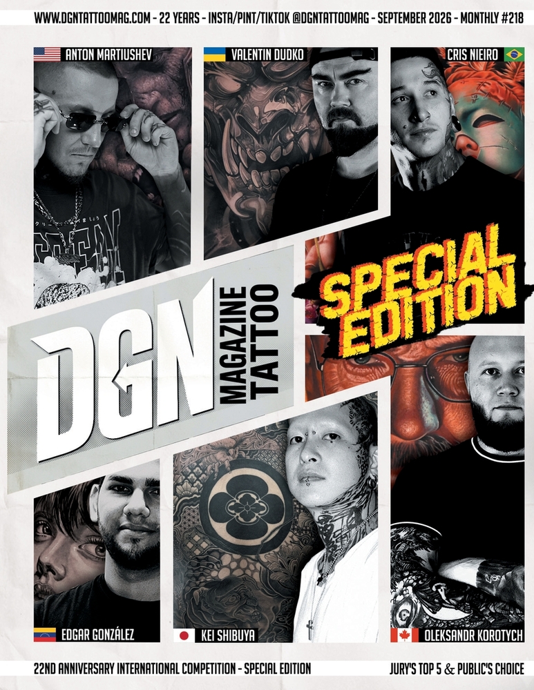 DGN Tattoo Magazine - #218: book of tattoos: more than 200 tattoo for real, professional and amateur tattoo artists. Original and modern tattoo design cover