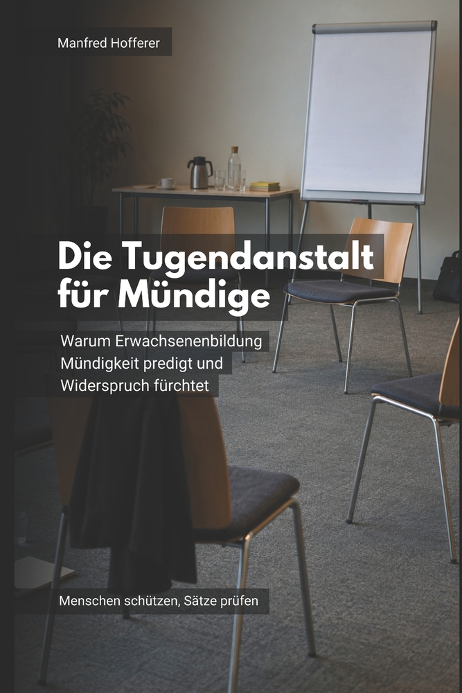Die Tugendanstalt für Mündige: Warum Erwachsenenbildung Mündigkeit predigt und Widerspruch fürchtet cover