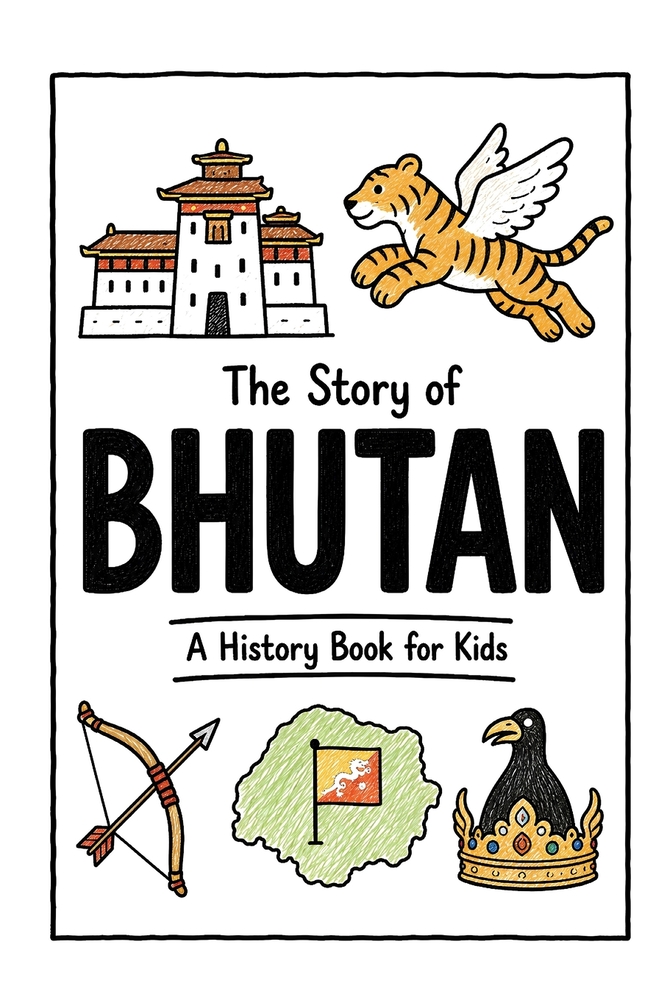 The Story of Bhutan - A History Book for Kids: A Fun, Educational, and Illustrated Journey Through Bhutanese History for Children and Curious Minds cover