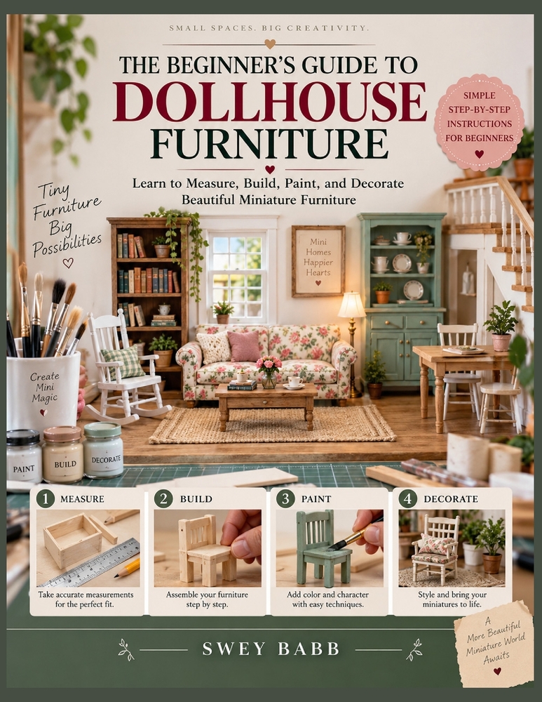 The Beginner's Guide to Dollhouse Furniture: Learn to Measure, Build, Paint, and Decorate Beautiful Miniature Furniture cover