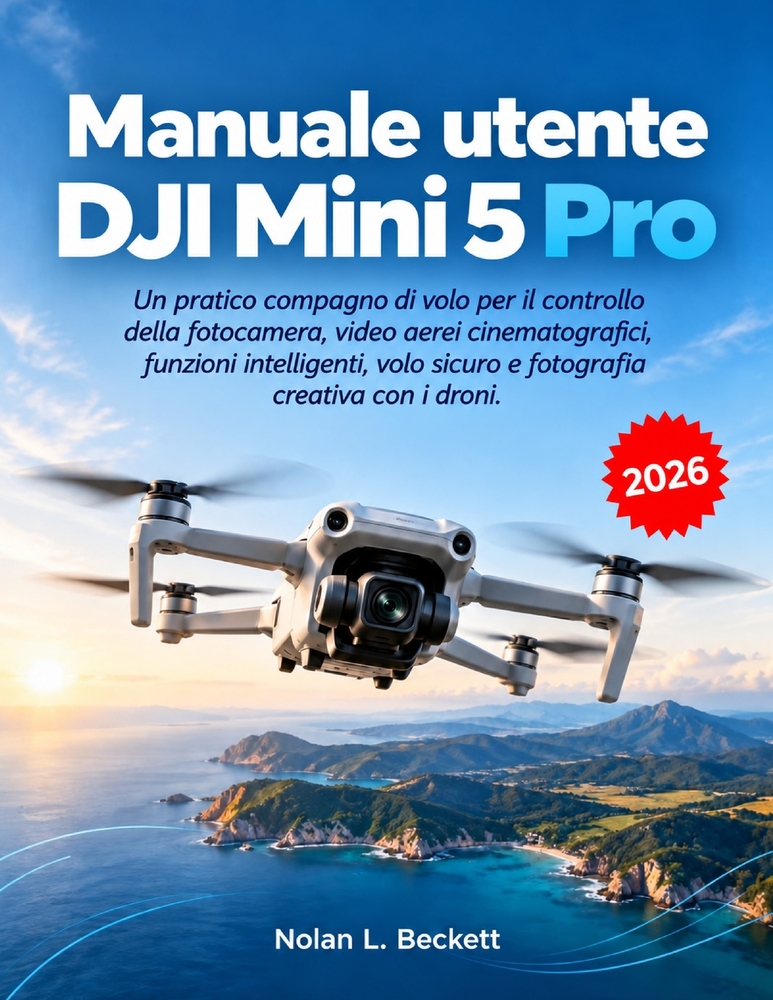Manuale utente DJI Mini 5 Pro: Un pratico compagno di volo per il controllo della fotocamera, video aerei cinematografici, funzioni intelligenti, volo cover