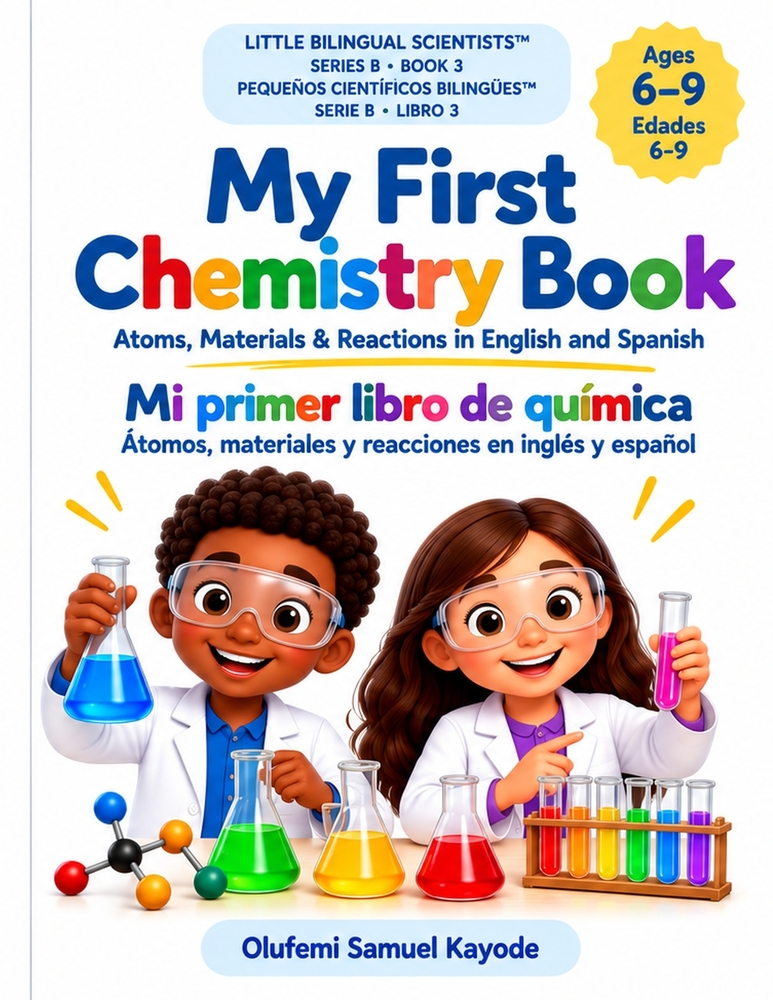 My First Chemistry Book: Atoms, Materials & Reactions in English and Spanish cover