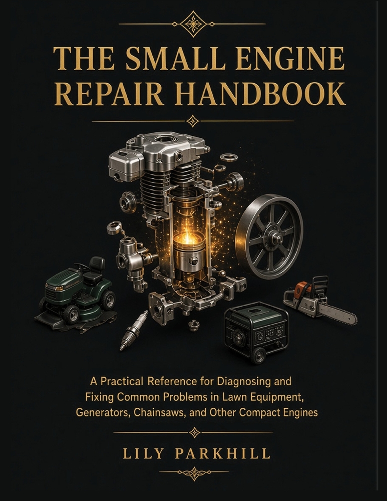 The Small Engine Repair Handbook: A Practical Reference for Diagnosing and Fixing Common Problems in Lawn Equipment, Generators, Chainsaws, and Other cover