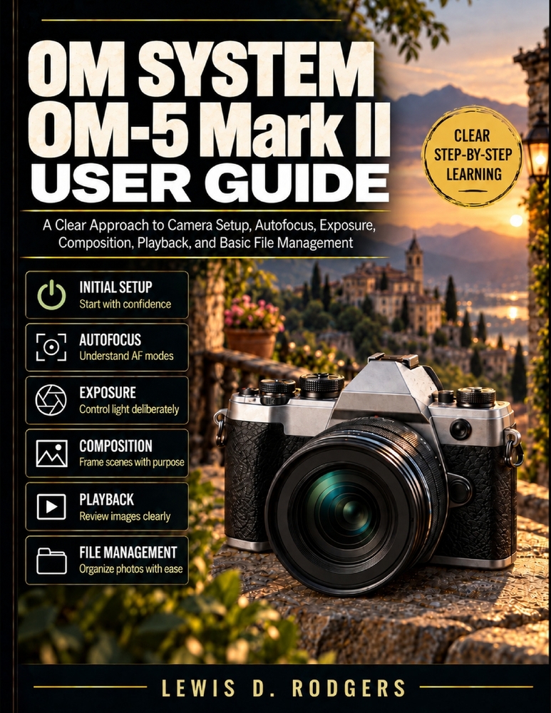 OM SYSTEM OM-5 Mark II User Guide: A Clear Approach to Camera Setup, Autofocus, Exposure, Composition, Playback, and Basic File Management cover
