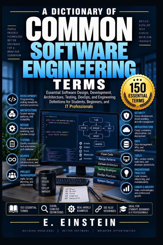 A Dictionary of Common Software Engineering Terms: Essential Software Design, Development, Architecture, Testing, DevOps, and Engineering Definitions cover