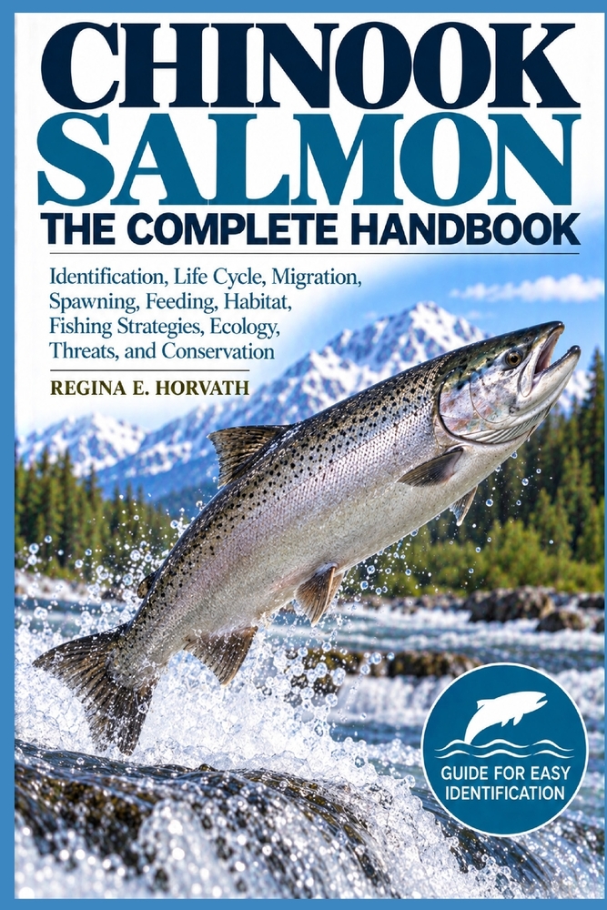Chinook Salmon: The Complete handbook: Identification, Life Cycle, Migration, Spawning, Feeding, Habitat, Fishing Strategies, Ecology, Threats, and Co cover