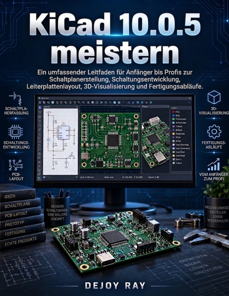 KiCad 10.0.5 meistern: Ein umfassender Leitfaden für Anfänger bis Profis zur Schaltplanerstellung, Schaltungsentwicklung, Leiterplattenlayout, 3D-Visu cover