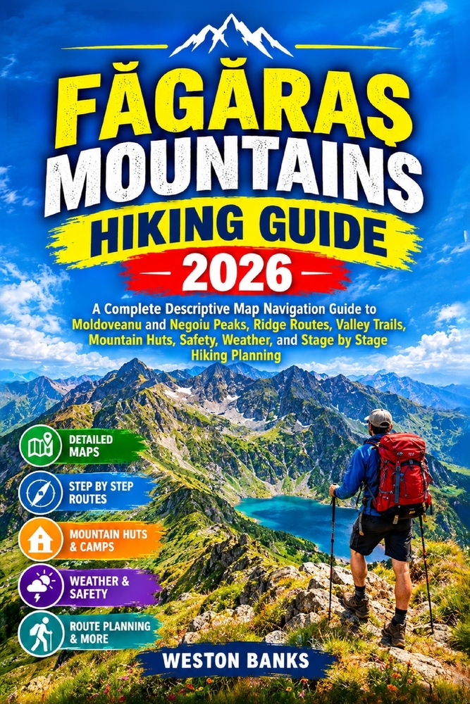 FĂgĂraȘ Mountains Hiking Guide 2026: A Complete Descriptive Map Navigation Guide to Moldoveanu and Negoiu Peaks, Ridge Routes, Valley T cover