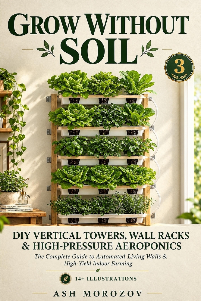 Grow Without Soil: DIY Vertical Towers, Wall Racks & Aeroponics: The Complete Guide to Automated Living Walls & High-Yield Indoor Farming (Book 3) cover