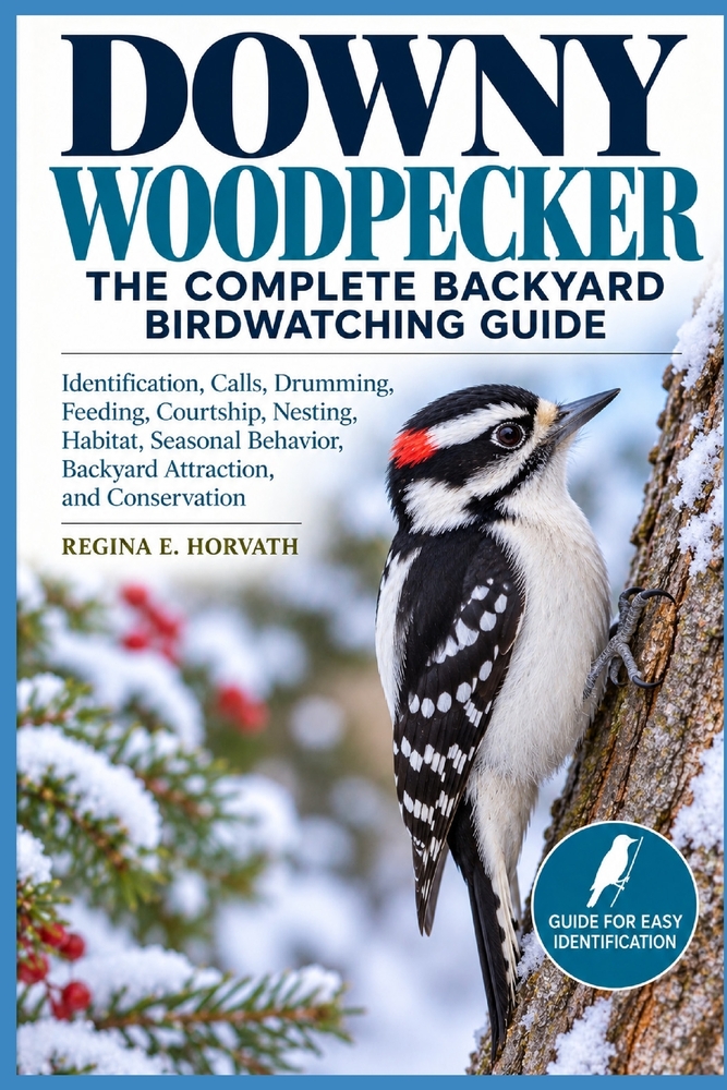 Downy Woodpecker: The Complete Backyard Birdwatching Guide: Identification, Calls, Drumming, Feeding, Courtship, Nesting, Habitat, Seasonal Behavior, cover