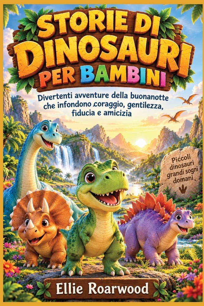 Storie di dinosauri per bambini: Divertenti avventure della buonanotte che infondono coraggio, gentilezza, fiducia e amicizia. cover
