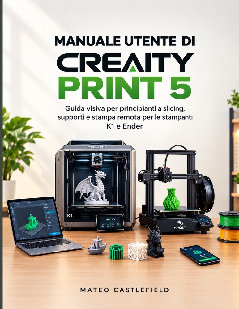 Manuale Utente Di Creality Print 5: Guida visiva per principianti a slicing, supporti e stampa remota per le stampanti K1 e Ender cover