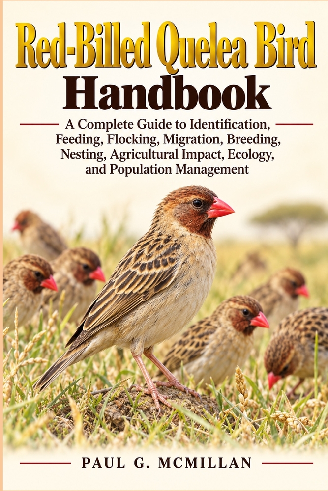 Red-Billed Quelea Bird Handbook: A Complete Guide to Identification, Feeding, Flocking, Migration, Breeding, Nesting, Agricultural Impact, Ecology, an cover