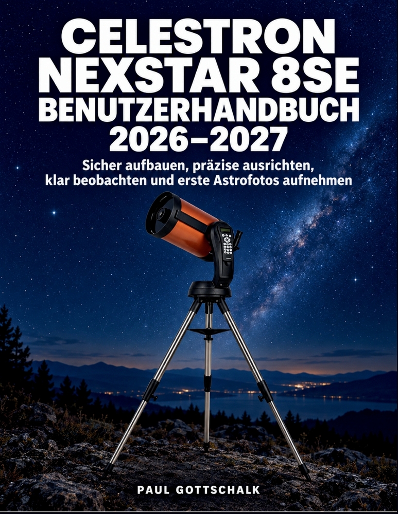 Celestron NexStar 8SE Benutzerhandbuch 2026-2027: Sicher aufbauen, präzise ausrichten, klar beobachten und erste Astrofotos aufnehmen cover
