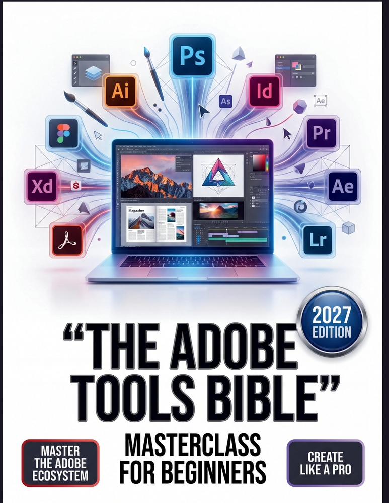 The Adobe Tools Bible Masterclass for Beginners: The Definitive Step-by-Step Guide to Mastering Digital Design, Photography, and Video Editing-Compreh cover