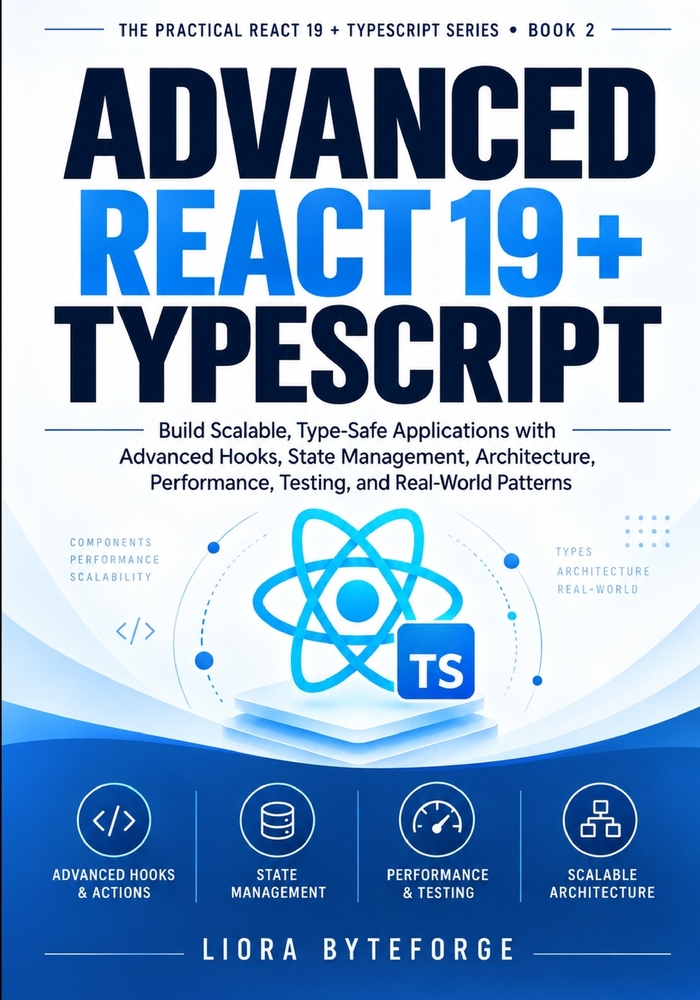 Advanced React 19 + TypeScript: Build Scalable, Type-Safe Applications with Advanced Hooks, State Management, Architecture, Performance, Testing, and cover