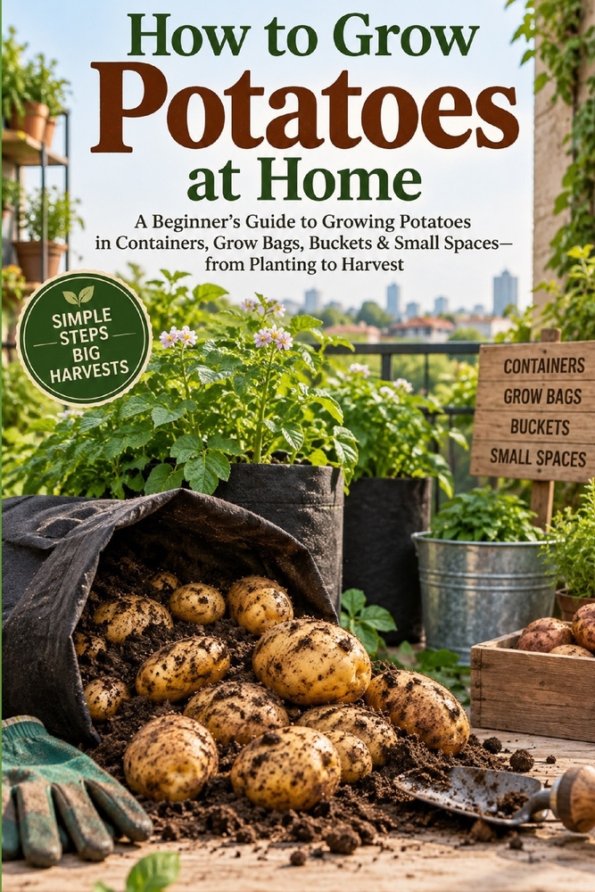 How to Grow Potatoes at Home: A Beginner's Guide to Growing Potatoes in Containers, Grow Bags, Buckets & Small Spaces-from Planting to Harvest cover