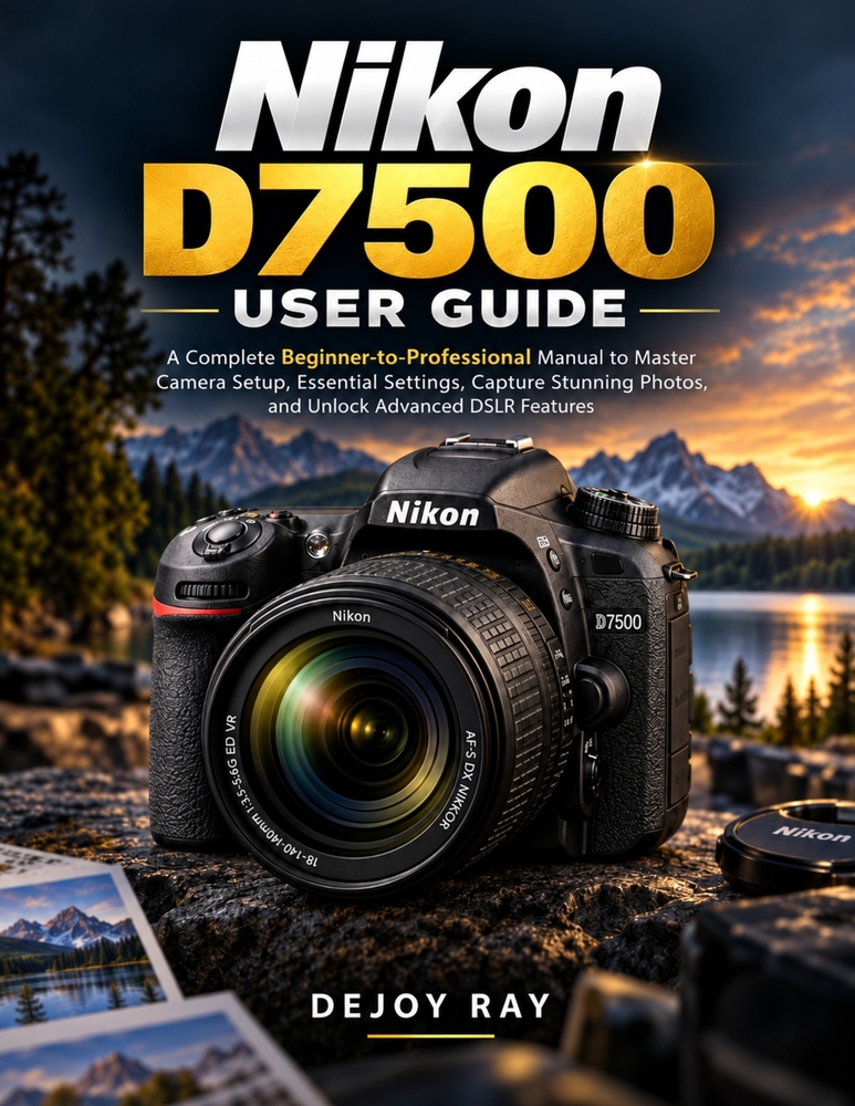 Nikon D7500 User Guide: A Complete Beginner-to-Professional Manual to Master Camera Setup, Essential Settings, Capture Stunning Photos, and Unlock Adv cover