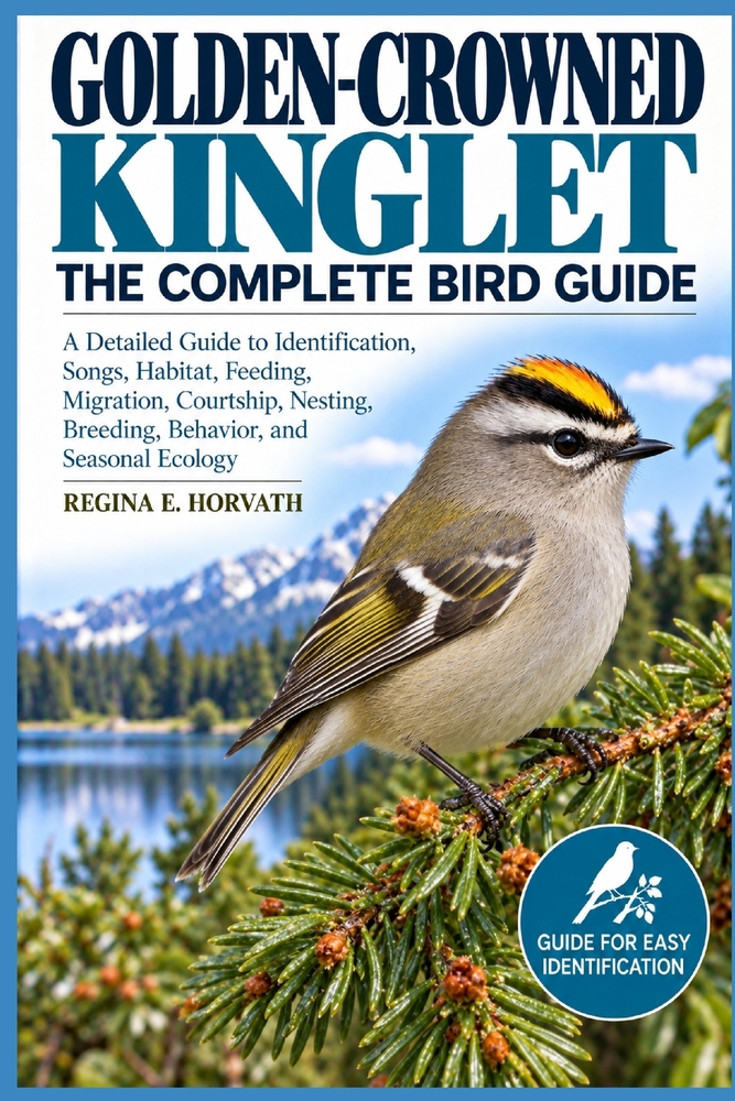 Golden-Crowned Kinglet: The Complete Bird Guide: A Detailed Guide to Identification, Songs, Habitat, Feeding, Migration, Courtship, Nesting, Breeding, cover