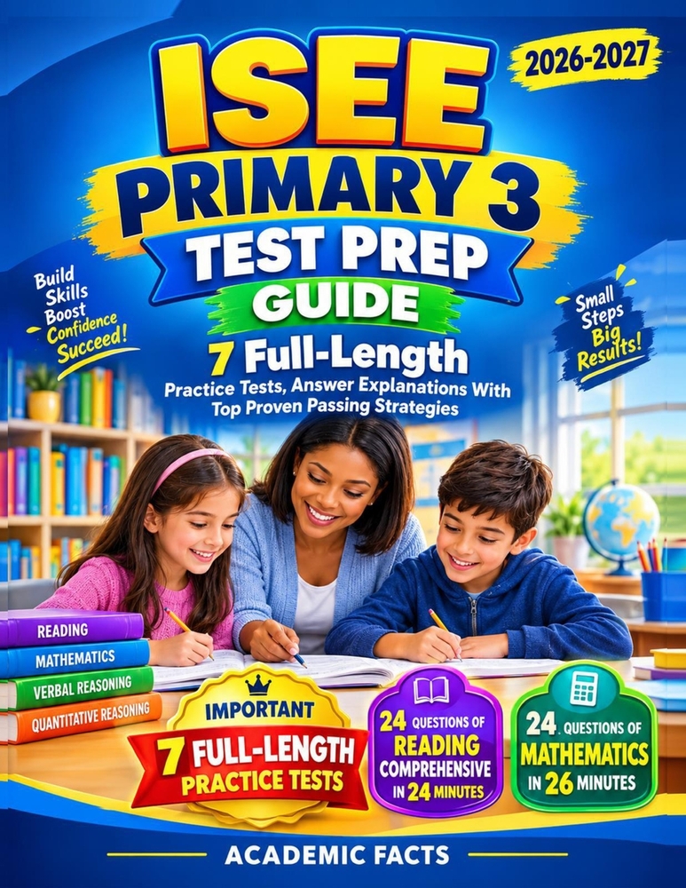 ISEE Primary 3 Test Prep Guide: 7 Full-Length Practice Tests, Answer Explanations With Top Proven Passing Strategies cover