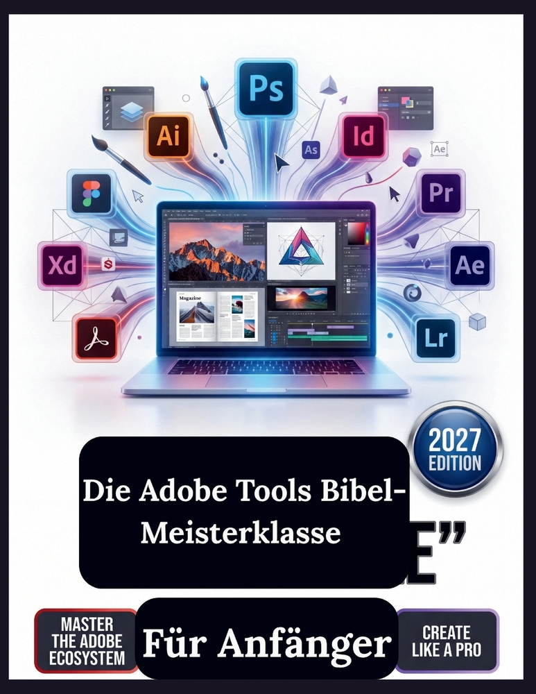 Die Adobe Tools Bibel-Meisterklasse für Anfänger: Der ultimative Leitfaden für Schritt zum Meistern von digitalem Design, Fotografie und Videobearbeit cover