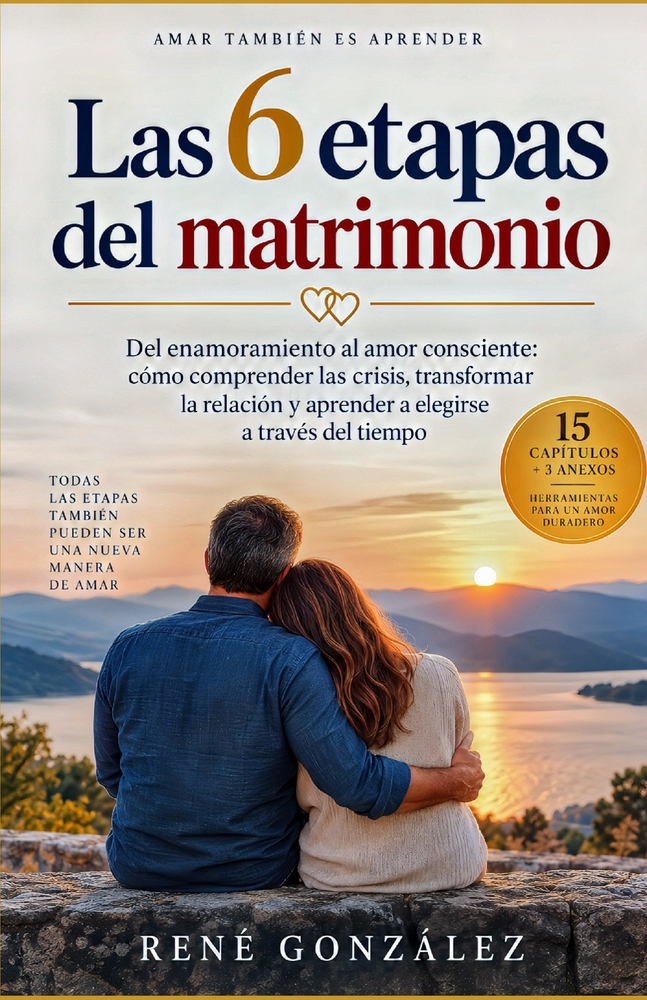 Las 6 Etapas del Matrimonio: Del enamoramiento al amor consciente: cómo comprender las crisis, transformar la relación y aprender a elegirse a través cover