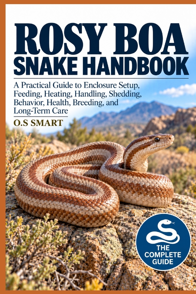 Rosy Boa Snake Handbook: A Practical Guide to Enclosure Setup, Feeding, Heating, Handling, Shedding, Behavior, Health, Breeding, and Long-Term Care cover
