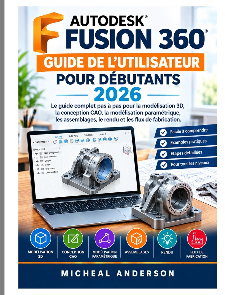 Guide de l'utilisateur d'Autodesk Fusion 360 pour débutants 2026: Le guide complet étape par étape de la modélisation 3D, de la conception CAO, de la cover