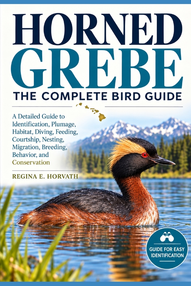 Horned Grebe: The Complete Bird Guide: A Detailed Guide to Identification, Plumage, Habitat, Diving, Feeding, Courtship, Nesting, Migration, Breeding, cover