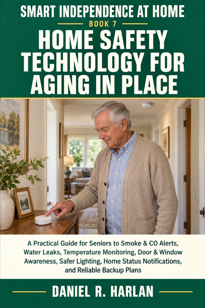 Home Safety Technology for Aging in Place: A Practical Guide for Seniors to Smoke & CO Alerts, Water Leaks, Temperature Monitoring, Door & Window Awar cover