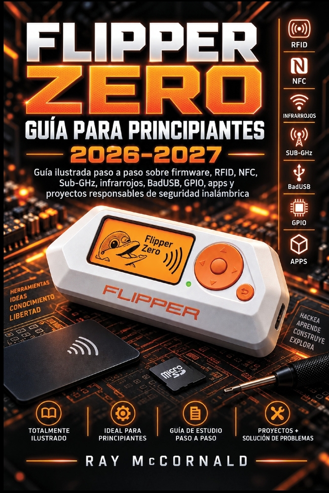 Flipper Zero Guía de Usuario Para Principiantes 2026-2027: Guía ilustrada paso a paso sobre firmware, RFID, NFC, sub-GHz, infrarrojos, BadUSB, GPIO, a cover