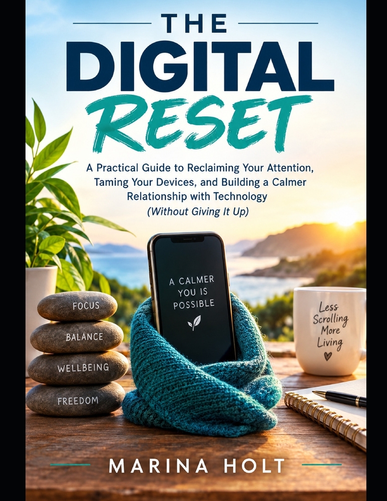 The Digital Reset: A Practical Guide to Reclaiming Your Attention, Taming Your Devices, and Building a Calmer Relationship with Technology (Without Gi cover