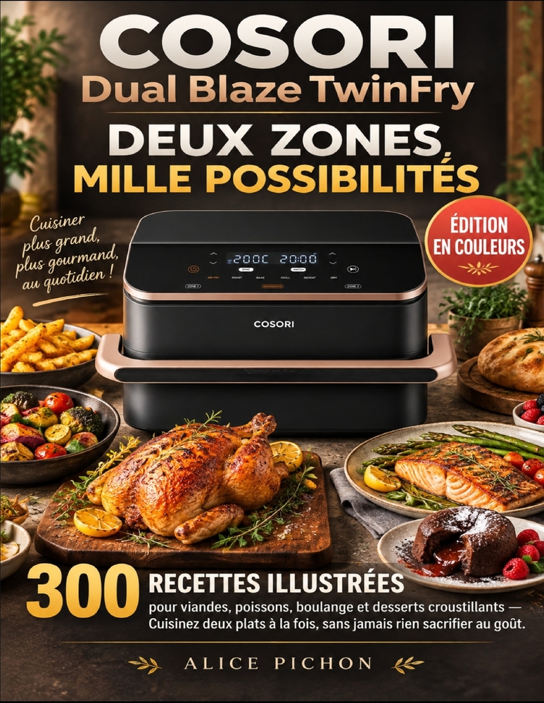COSORI Dual Blaze TwinFry - Deux Zones, Mille Possibilités: 300 recettes illustrées pour viandes, poissons, boulange et desserts croustillants - Cuisi cover