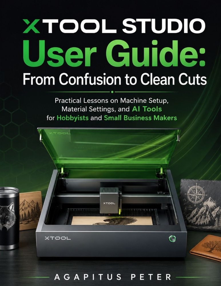 xTool Studio User Guide 2026: From Confusion to Clean Cuts: Practical Lessons on Machine Setup, Material Settings, and AI Tools for Hobbyists and Smal cover