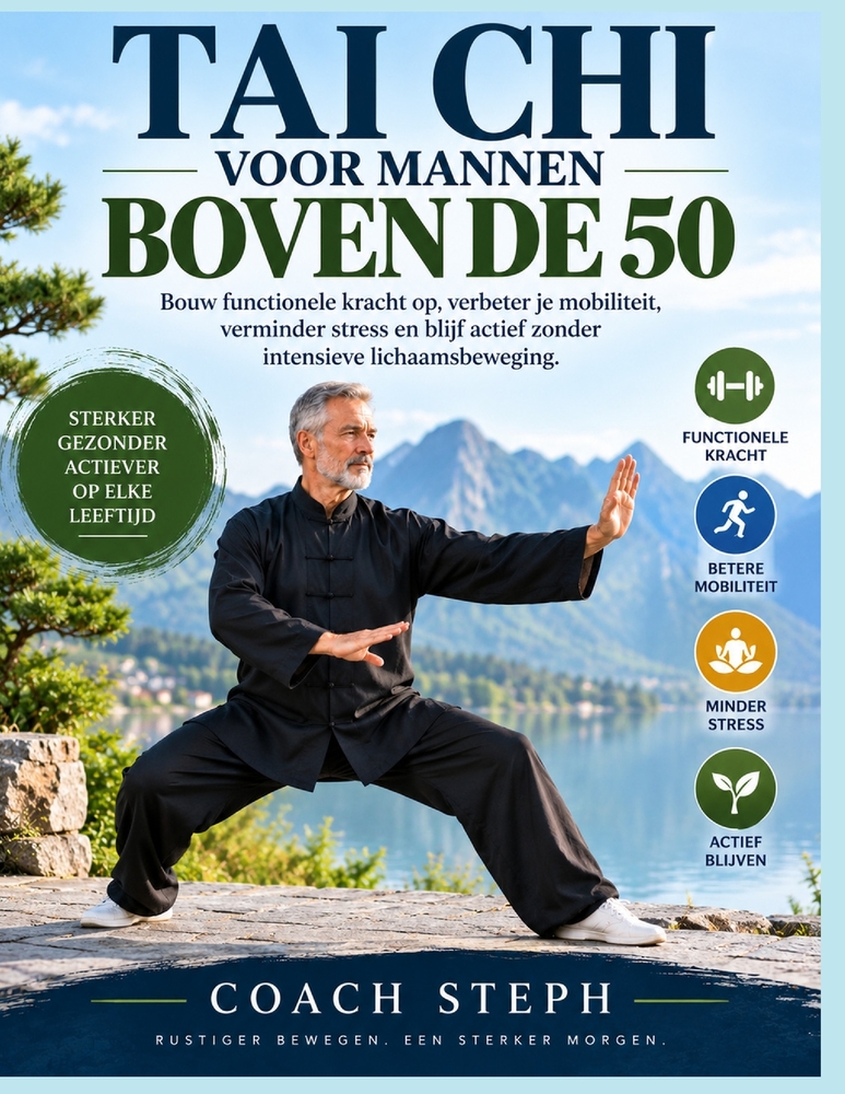 Tai CHI Voor Mannen Boven de 50: Bouw functionele kracht op, verbeter je mobiliteit, verminder stress en blijf actief zonder intensieve lichaamsbewegi cover