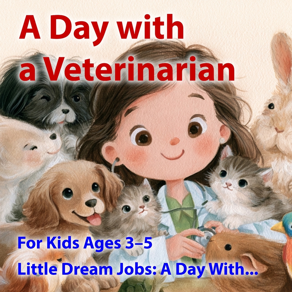 A Day with a Veterinarian: A Fun and Gentle Picture Book About Caring for Pets, Animal Checkups, and the Work of a Veterinarian. For Kids Ages 3-5. cover
