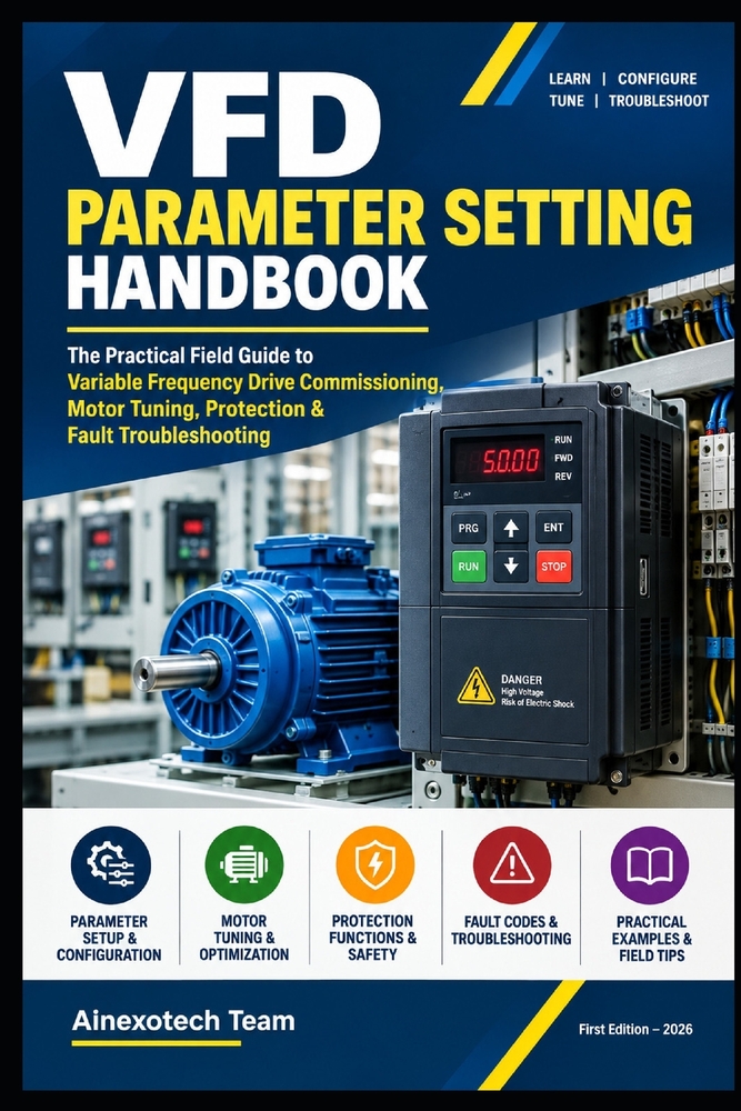 VFD Parameter Setting Handbook: The Practical Field Guide to Variable Frequency Drive Commissioning, Motor Tuning, Protection & Fault Troubleshooting cover