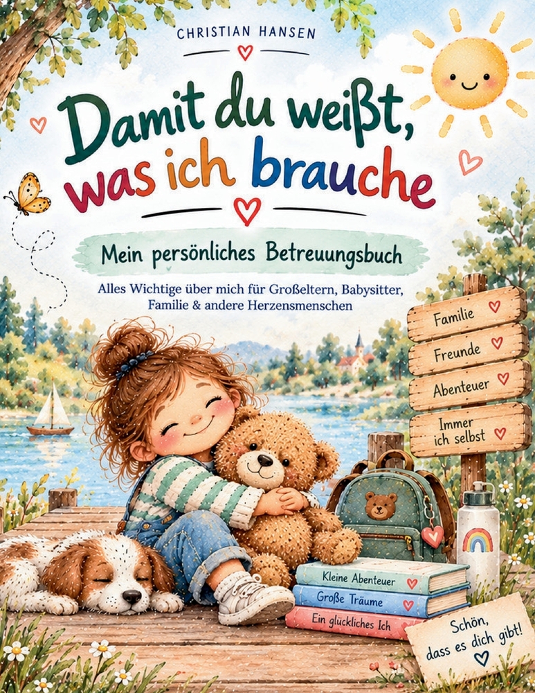 Damit du weißt, was ich brauche: Mein persönliches Betreuungsbuch für Kinder - Alles Wichtige für Großeltern, Babysitter, Familie & andere Herzensmens cover