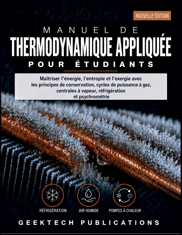 Manuel de Thermodynamique Appliquée Pour Étudiants: Maîtriser l'énergie, l'entropie et l'exergie avec les principes de conservation, cycles de puissan cover