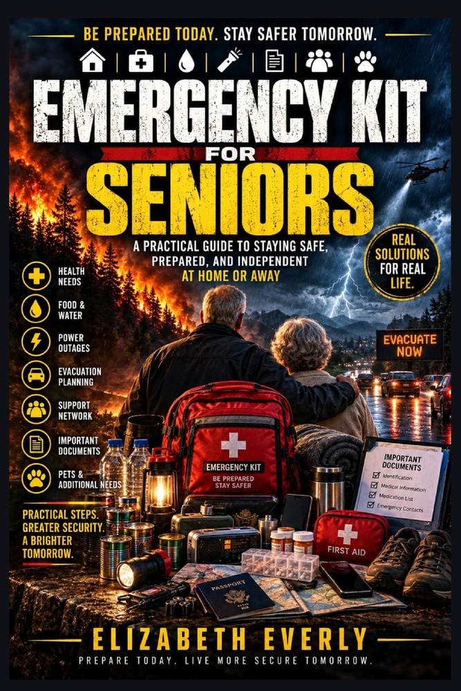 Emergency Kit for Seniors: documents, mobility needs, medications list, comfort items cover