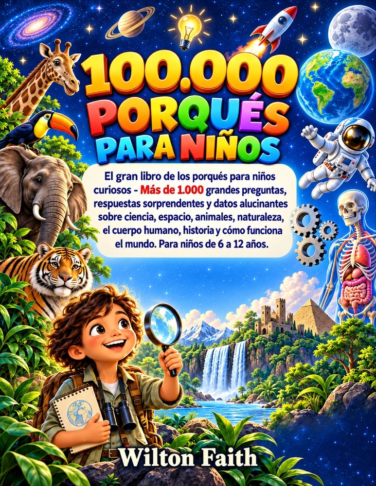 100000 Porqués Para Niños: El gran libro de los por qués para niños curiosos - Más de 1.000 grandes preguntas, respuestas sorprendentes y datos alucin cover