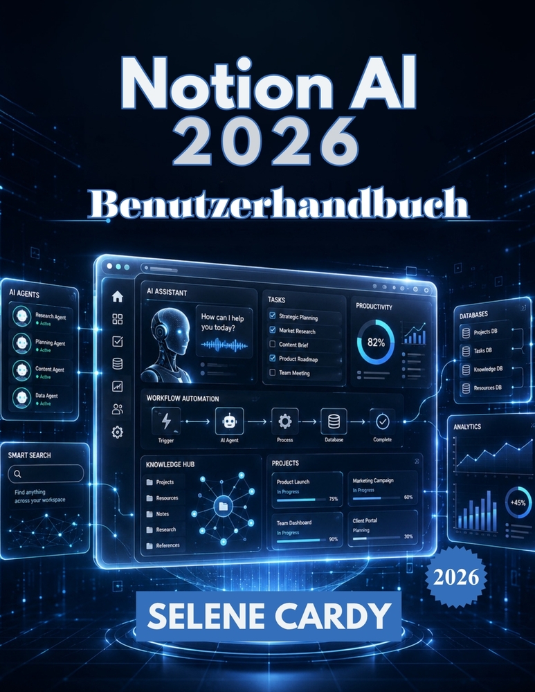 Notion AI 2026 Benutzerhandbuch: Ein praktisches Handbuch für KI-Agenten, intelligente Arbeitsbereiche, Automatisierung und Produktivitätssysteme cover