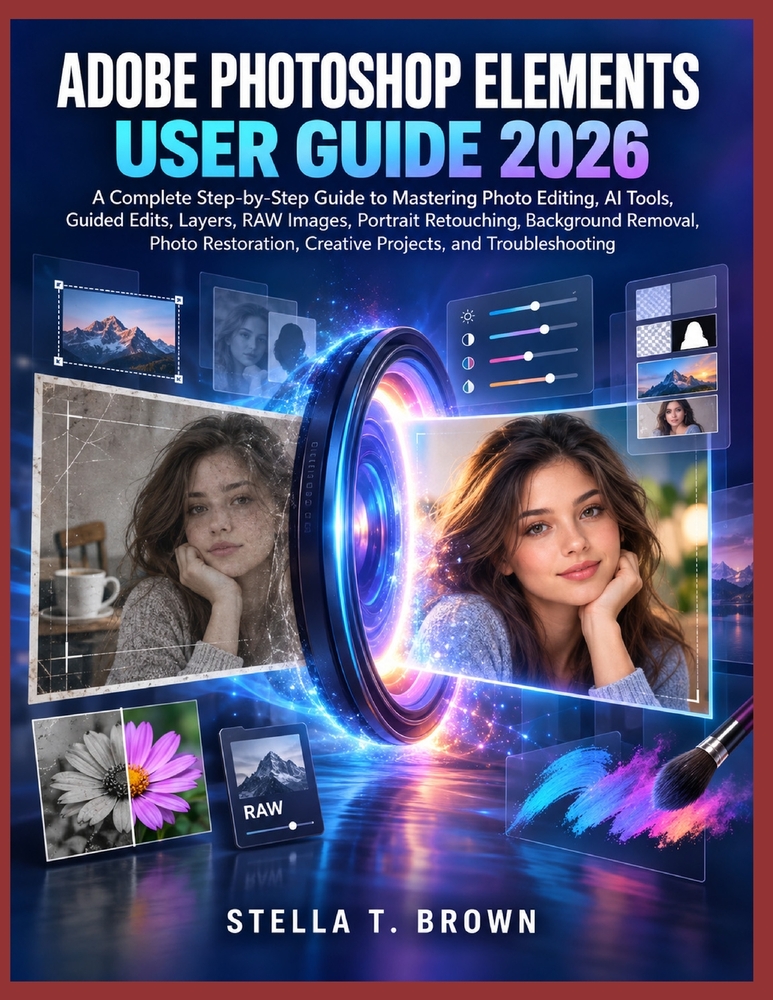 Adobe Photoshop Elements User Guide 2026: A Complete Step-By-Step Guide to Mastering Photo Editing, AI Tools, Guided Edits, Layers, Raw Images, Portra cover