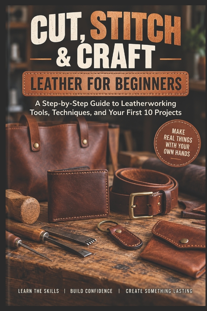 Cut, Stitch & Craft: Leather for Beginners: A Step-by-Step Guide to Leatherworking Tools, Techniques, and Your First 10 Projects cover