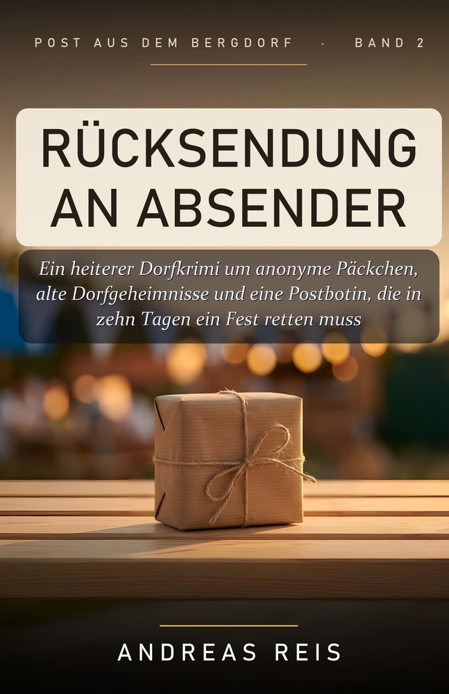 Rücksendung an Absender: Ein heiterer Dorfkrimi um anonyme Päckchen, alte Dorfgeheimnisse und eine Postbotin, die in zehn Tagen ein Fest retten muss cover