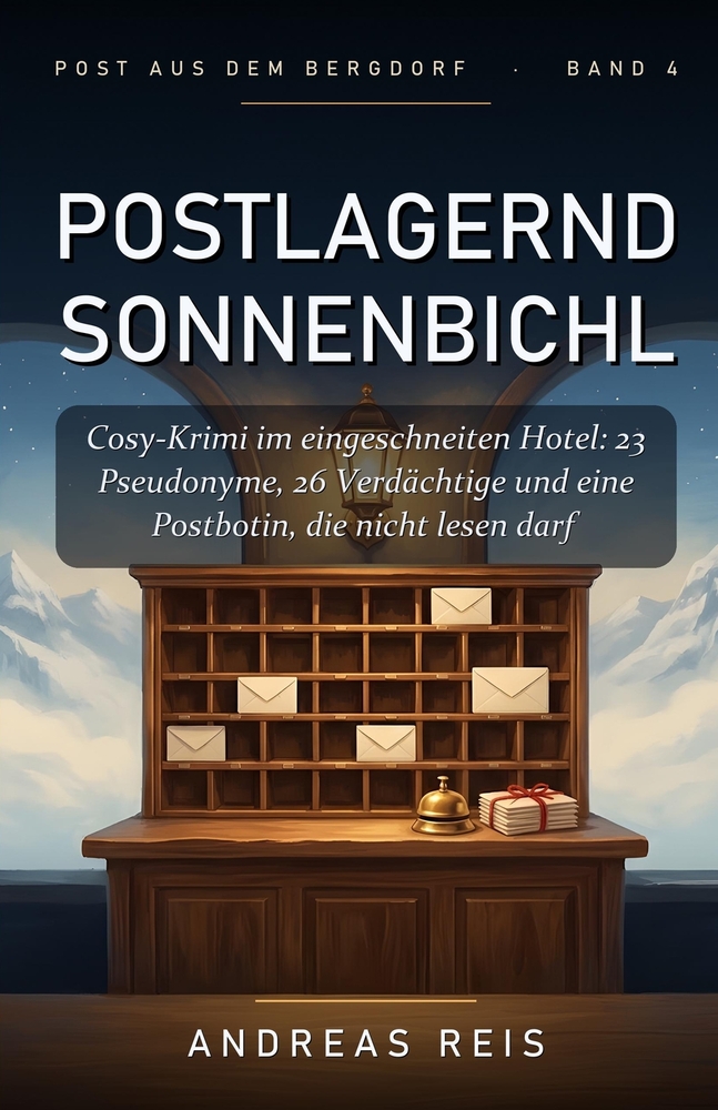 Postlagernd Sonnenbichl: Cosy-Krimi im eingeschneiten Hotel: 23 Pseudonyme, 26 Verdächtige und eine Postbotin, die nicht lesen darf cover